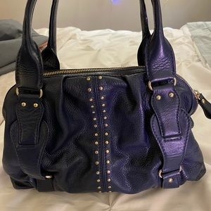 Navy blue leather Michael Kors purse